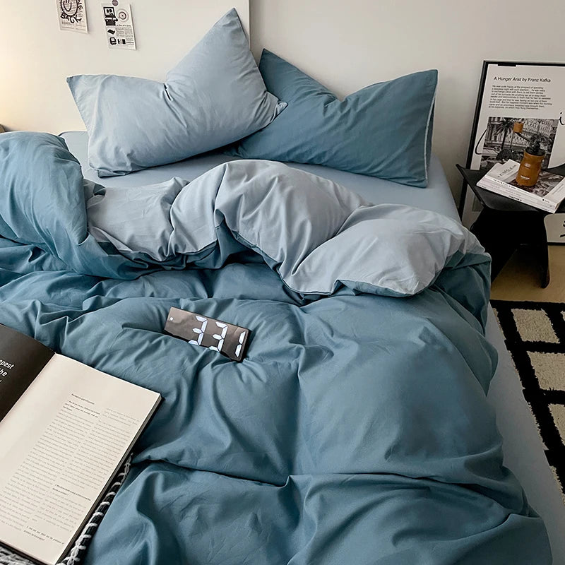 Simple Solid Color Bedding Set Soft Brushed Duvet Covers