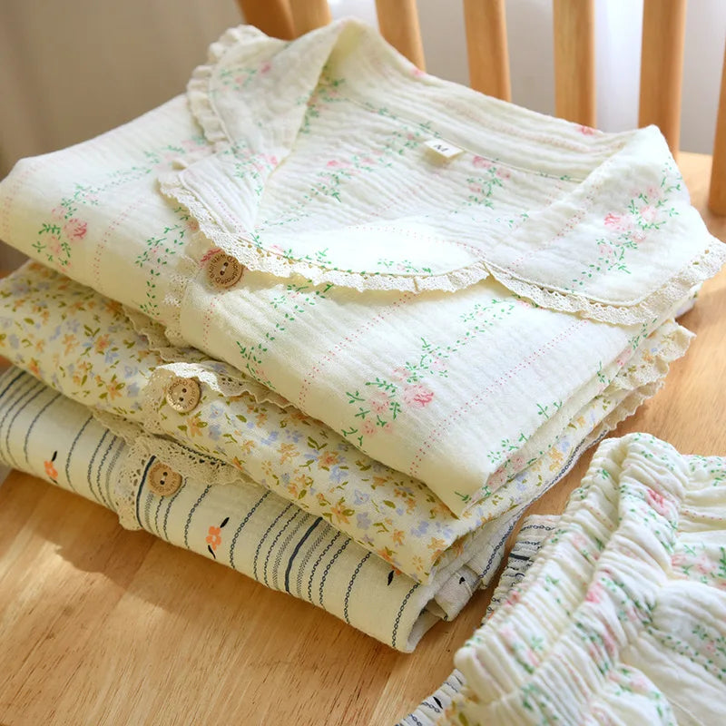 Ladies 100% Cotton Gauze Pajama Loungewear