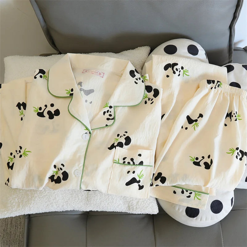 Cute Print Women's Pajamas Set Long Sleeve Tops and Pants Loungewear