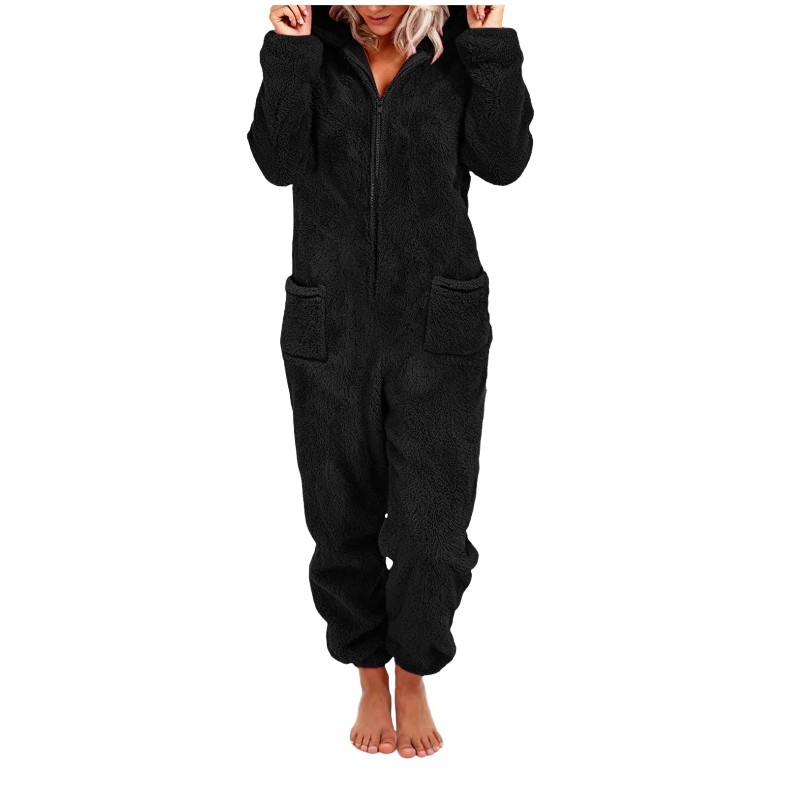 One-Piece Hooded Warm Flannel Long Sleeve Thickened Romper