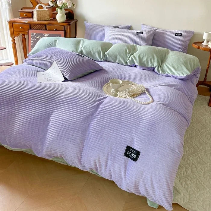 Thick Solid Color Velvet Duvet Cover Warmth Comforter Cover Double Soft Quilt Cover