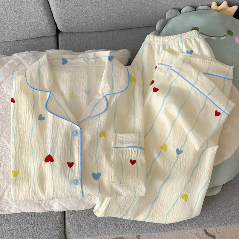 Cloud Cotton Short Sleeve and Long Pants Cozy and Comfortable Loungewear Set