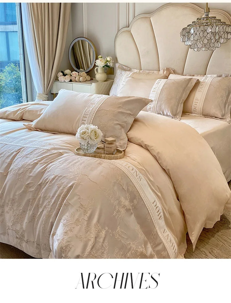 Light Luxury Skin-Friendly Cotton Four-Piece Set, High-End Quilt Cover Bedding