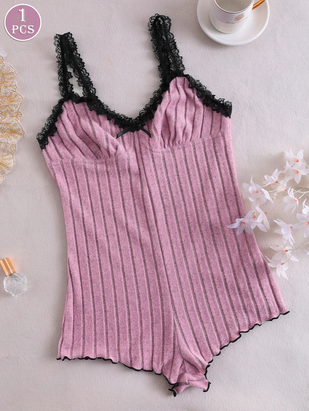 Pink Sleeveless One-piece Sleepwear