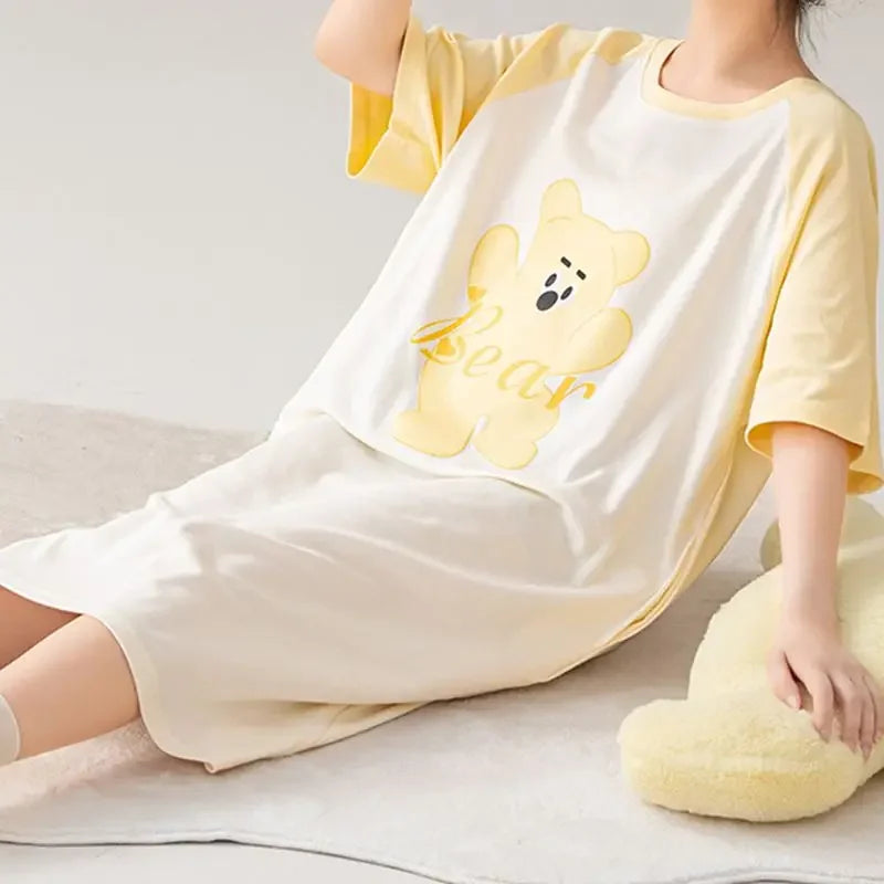 Summer Women Short Sleeves Sleep-shirt Casual Dress