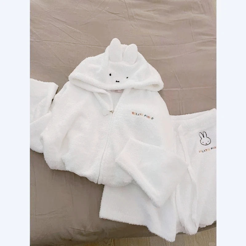 Kawaii Miffy Plush Pajama Cloud-Soft Fleece Short Loungewear