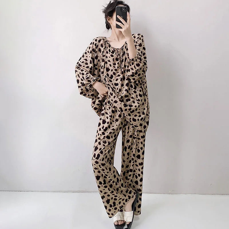 Warm Animal Print Cotton Lounge Set