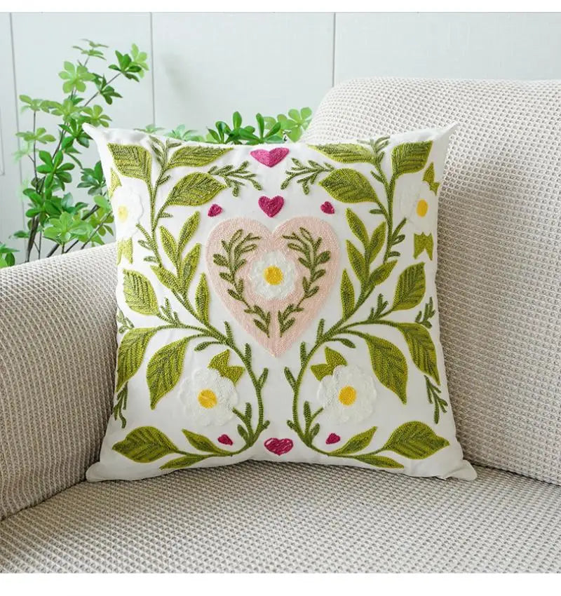Sweet Velvet Jacquard Embroidery Throw Sofa Pillow Cover