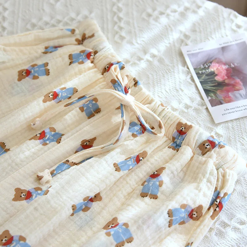 Pajamas Pants 100% Cotton Loose Casual Straight Trousers Sleep Pants
