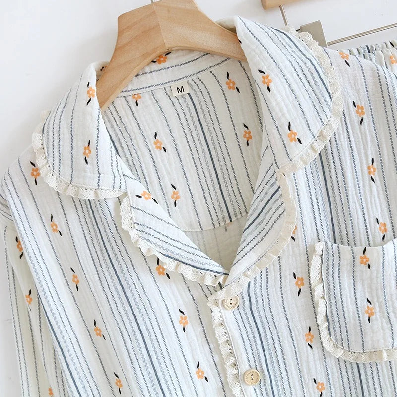 Ladies 100% Cotton Gauze Pajama Loungewear