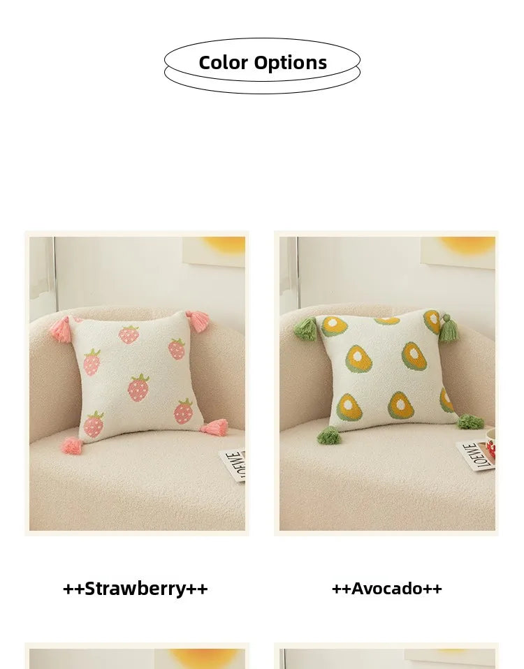 Tussle Style Plush Pillowcase Flower & Fruit Patterns