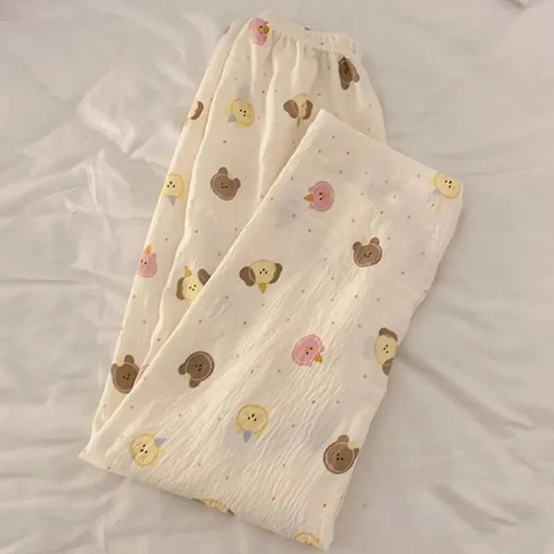 Spring Cartoon Loose High Rise Straight Lounge Pants