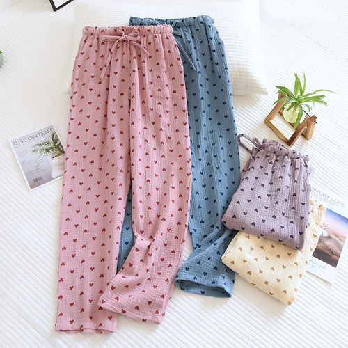 Cotton 100% Love Print Bottoms Sleepwear
