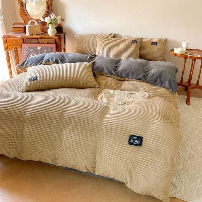 Thick Solid Color Velvet Duvet Cover Warmth Comforter Cover Double Soft Quilt Cover