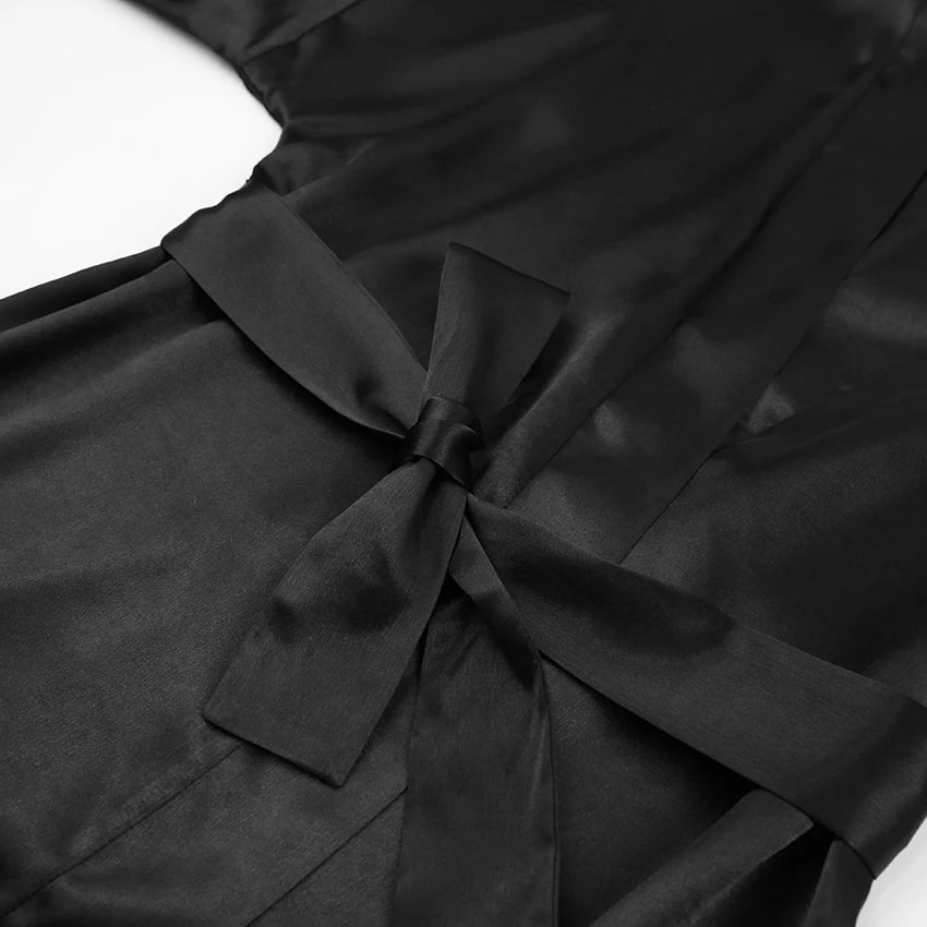 Satin Sexy Mini Long Sleeve Loose Dress