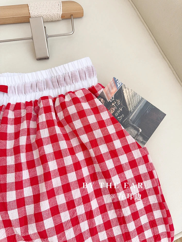 Cotton Flannel Wide Leg Leisure Pants Elastic Waist