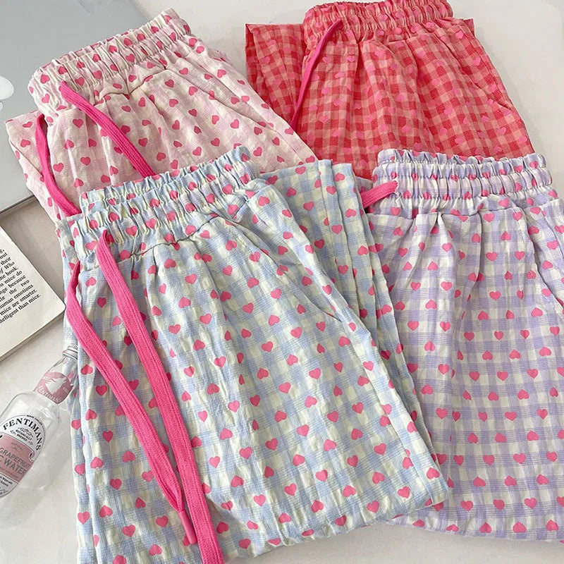 Comfortable Heart-printed Pajama Pants