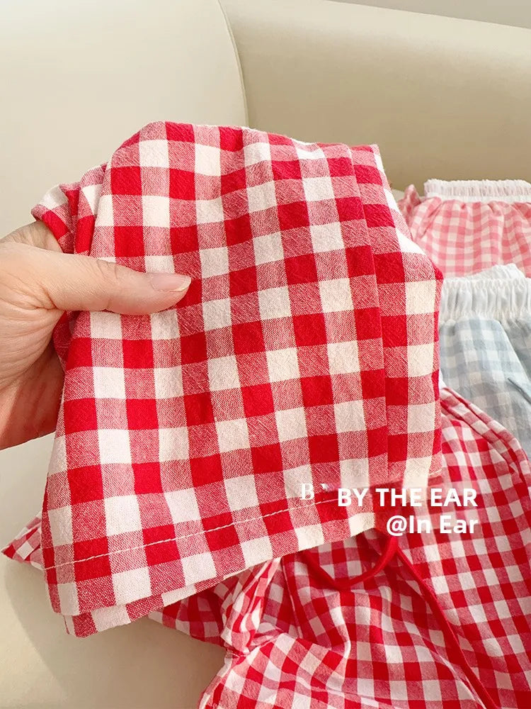 Cotton Flannel Wide Leg Leisure Pants Elastic Waist