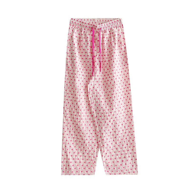 Comfortable Heart-printed Pajama Pants