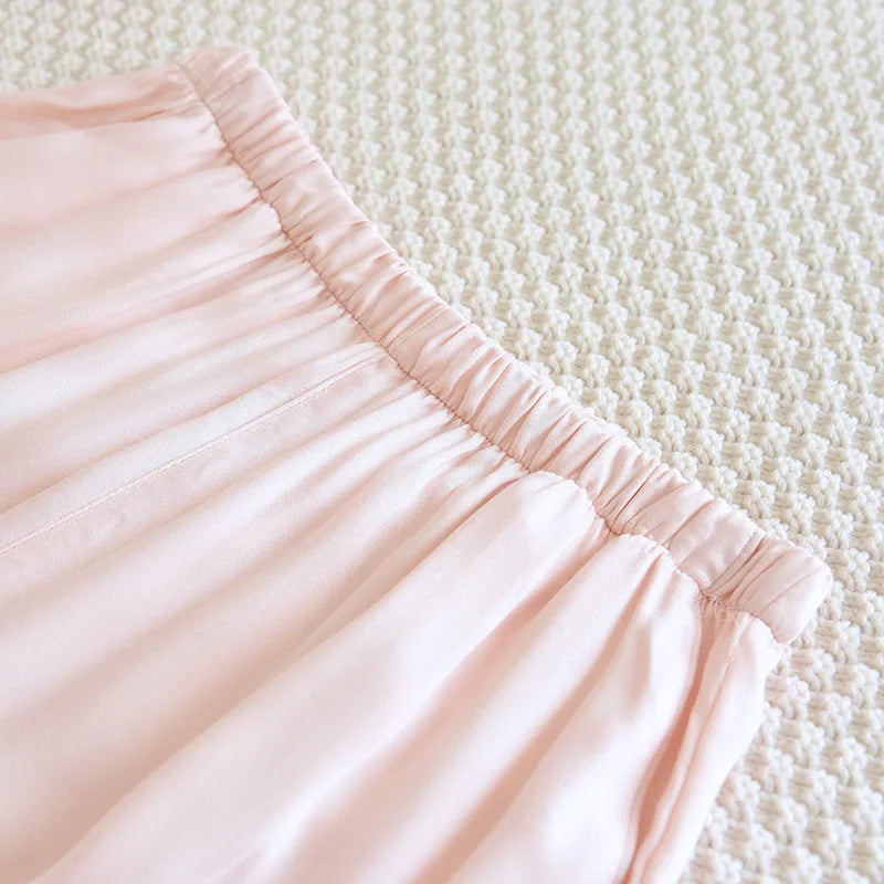 Loose Thin Solid Color Silk Satin Sleep Bottoms