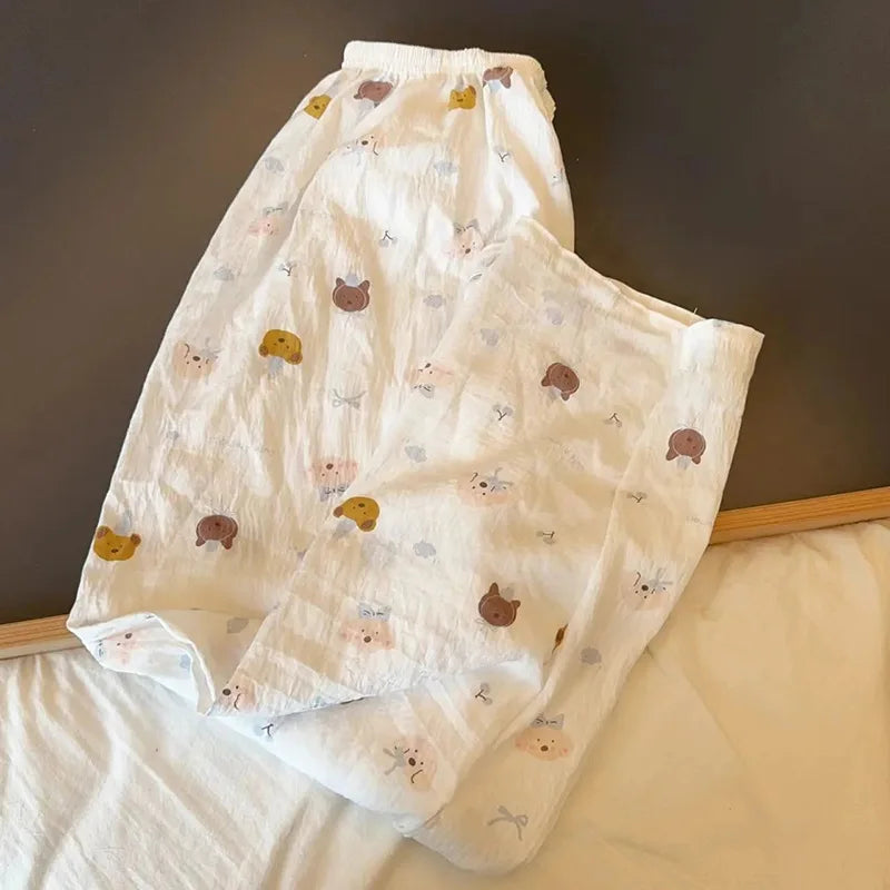 Spring Cartoon Loose High Rise Straight Lounge Pants