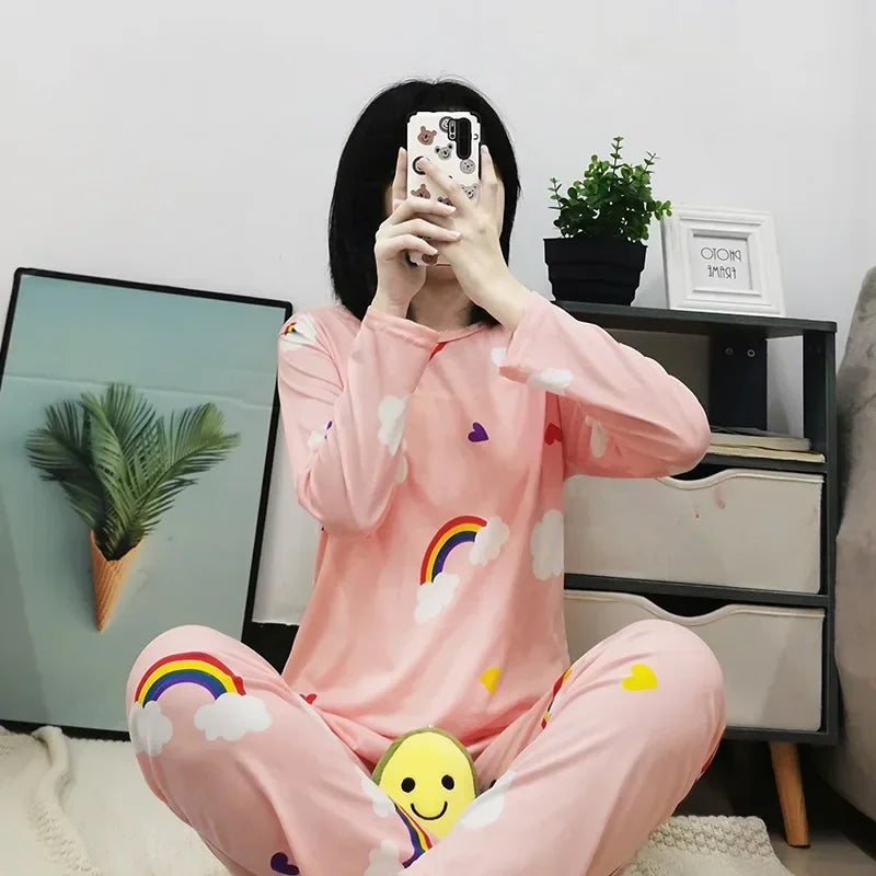 Ladies Variety of Styles Long-sleeved Long Pants Comfortable Pajamas