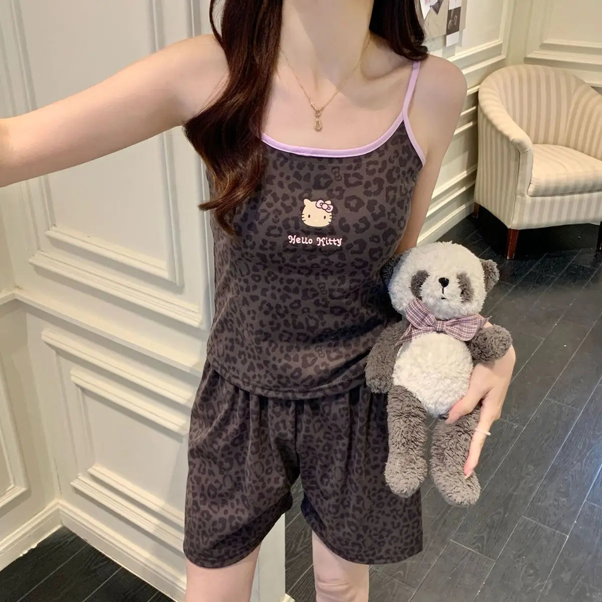 Hello Kitty Leopard Print Sleepwear Shorts Set