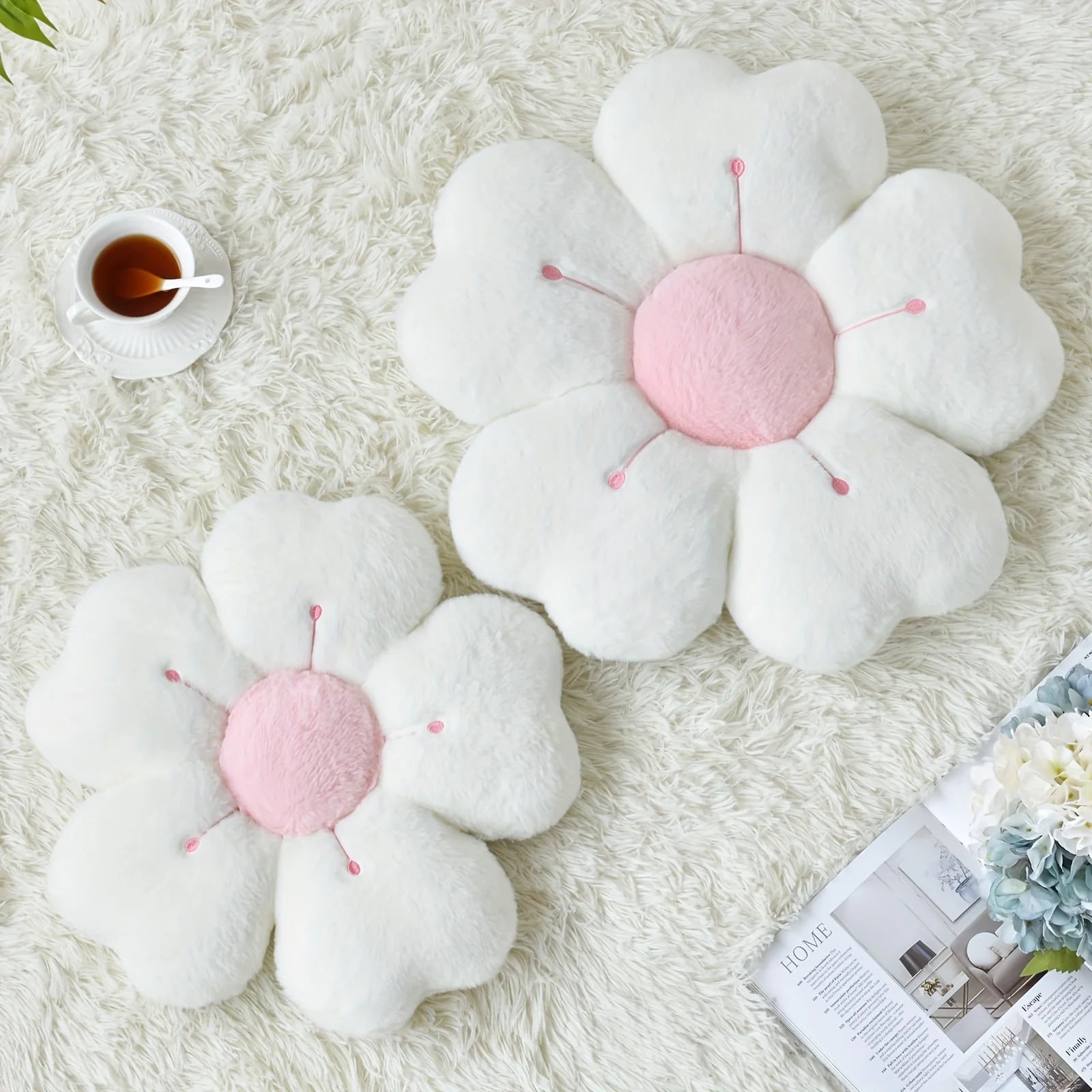 Flower-Shaped Plush Throw Pillow  Cute and Comfortable