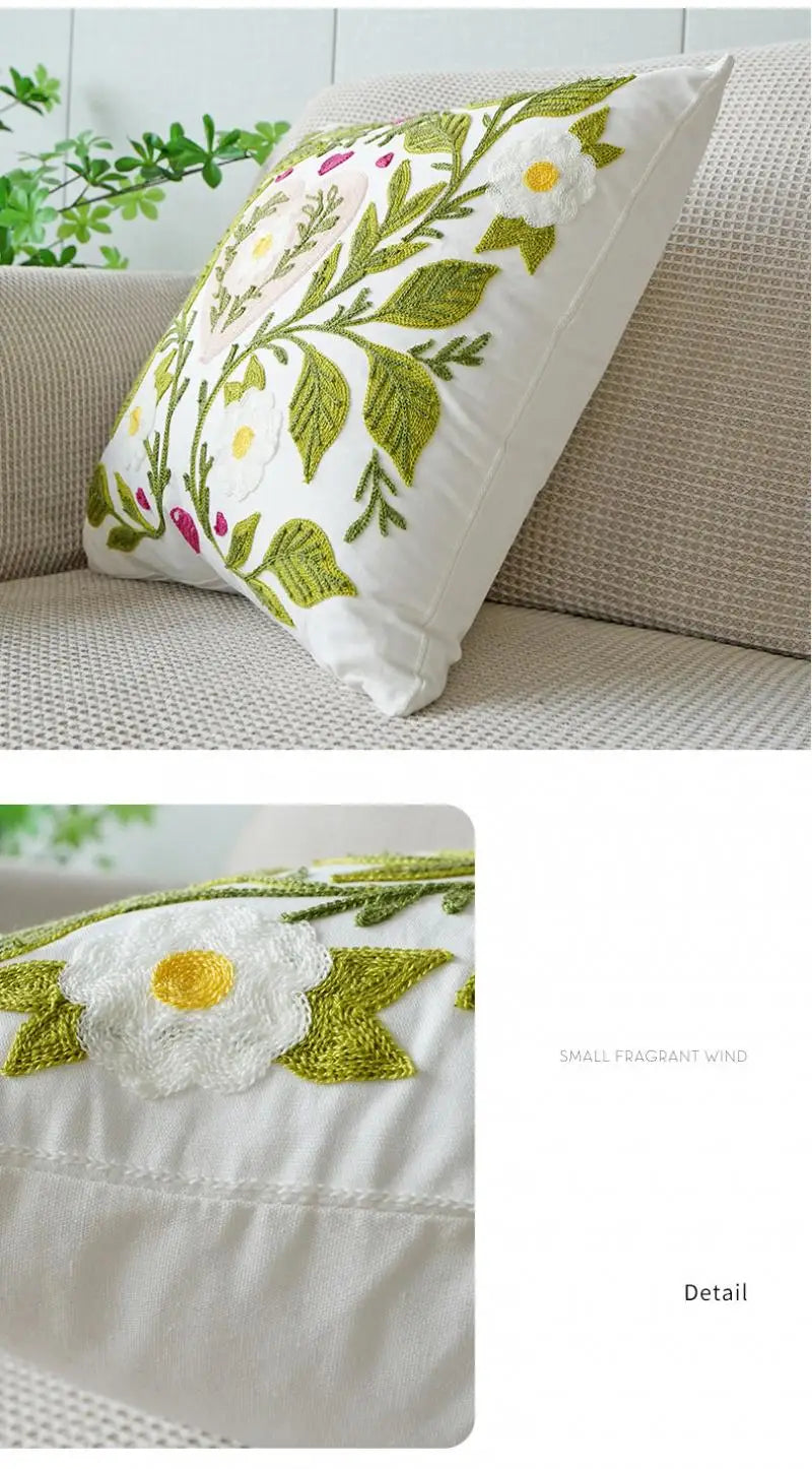 Sweet Velvet Jacquard Embroidery Throw Sofa Pillow Cover