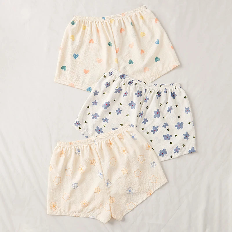 3 Piece Graphic Shorts Soft Comfort Bottoms Casual Sleepwear Loungewear