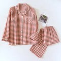 Cotton 100% Plaid Long Sleeve Two Piece Pajama Set