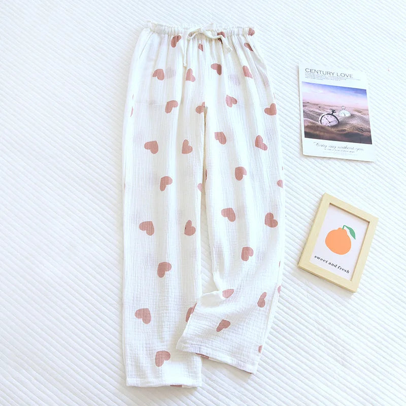 Cotton 100% Love Print Bottoms Sleepwear