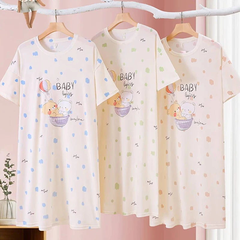 Loose Cute Long Fabric Sleepwear