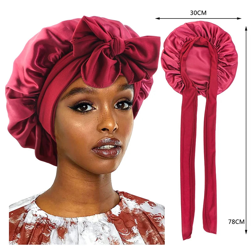 Wide Band Stretch Head Tie Silky Bonnet