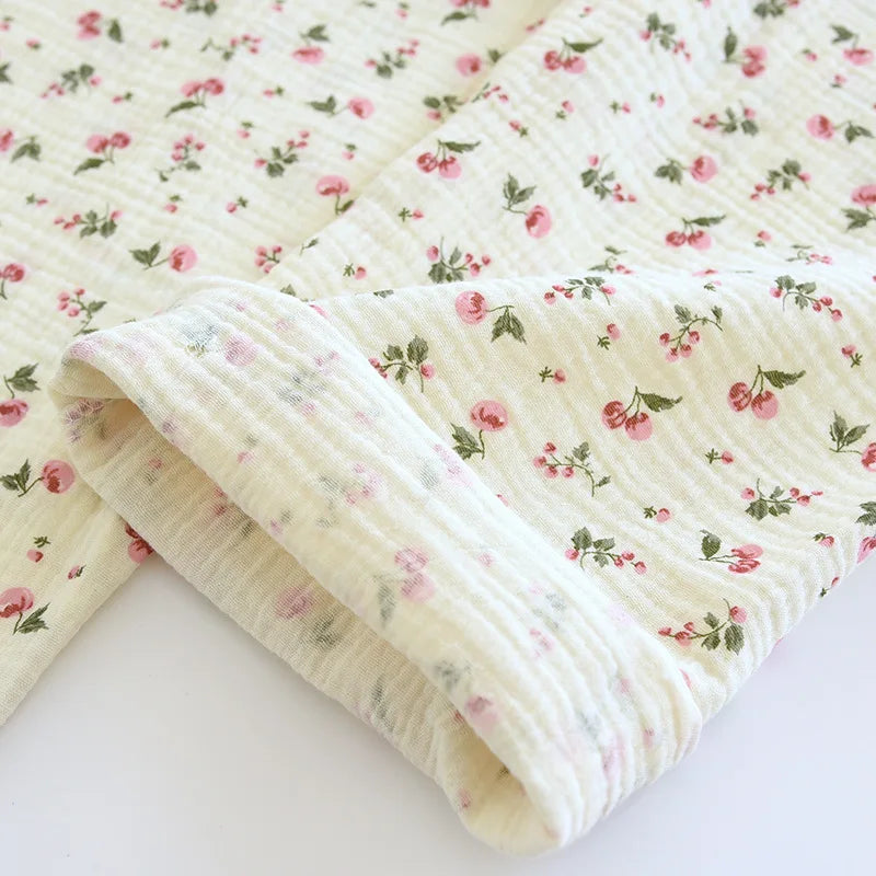 Ladies 100% Cotton Crepe Long sleeved Pants Two-piece Cute and Sweet Set