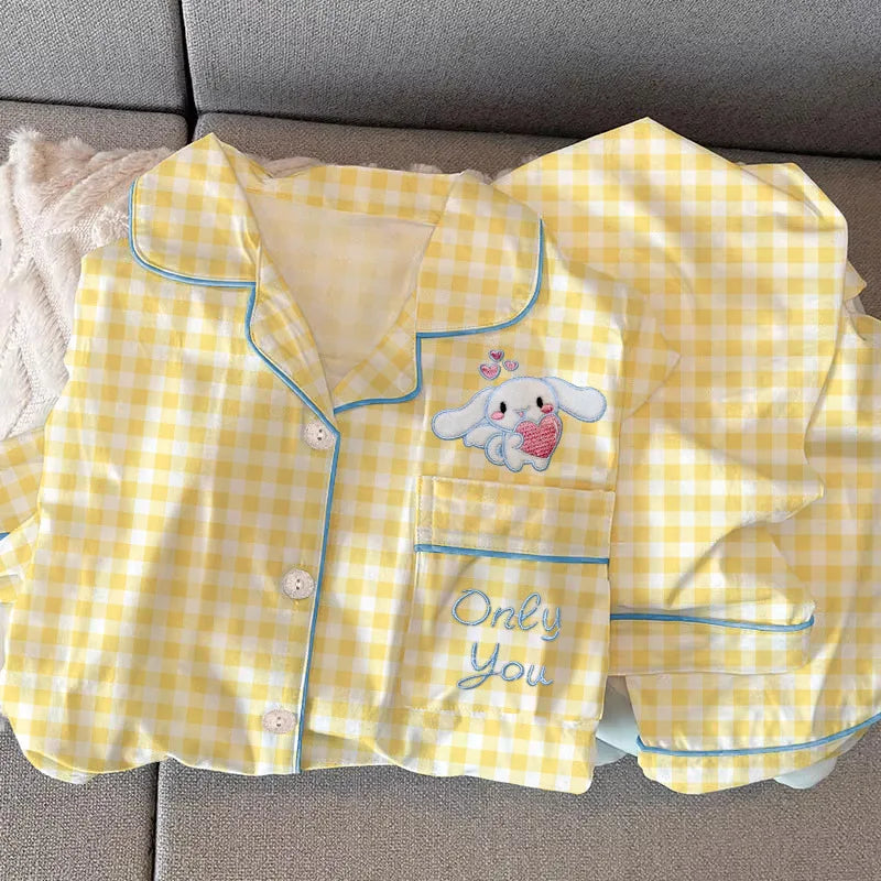 Hello Kitty Kuromi Anime Kawaii Cartoon Loose Sleepwear Pajamas Sets