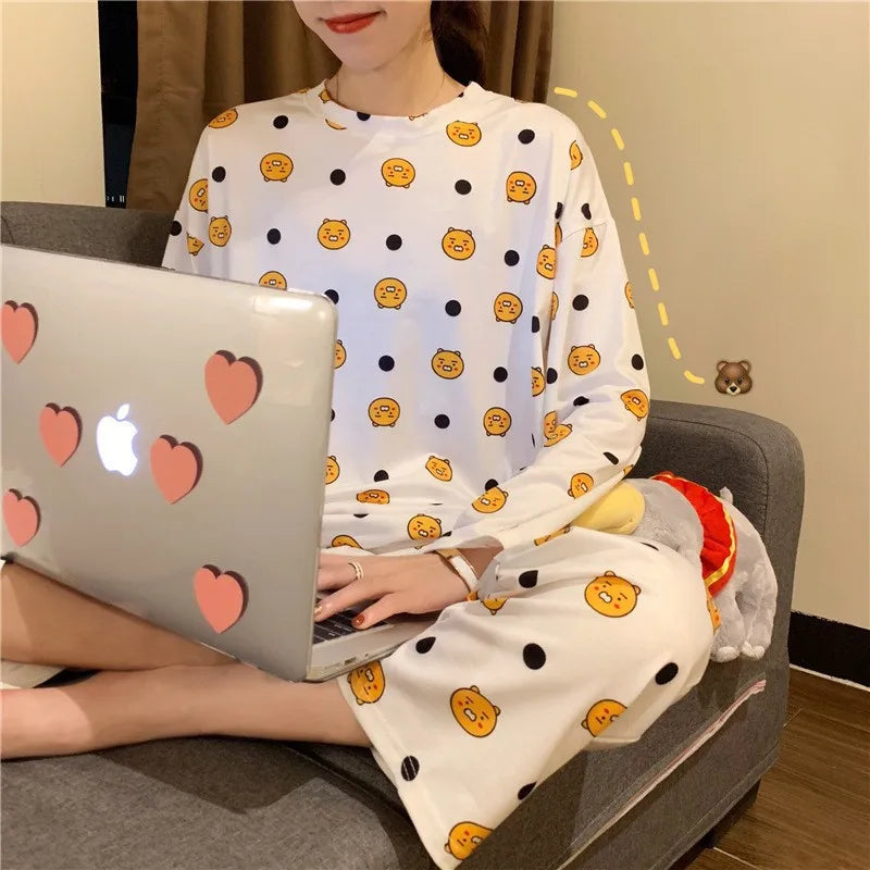 Ladies Variety of Styles Long-sleeved Long Pants Comfortable Pajamas