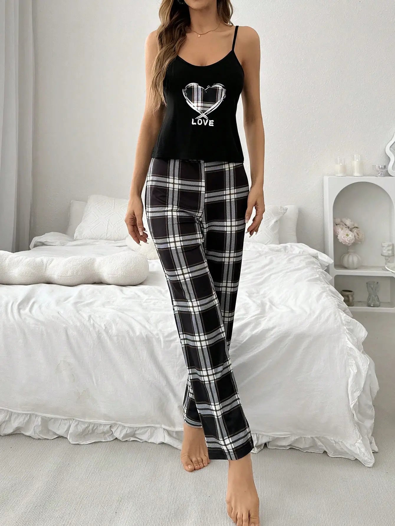 Plaid Camisole Pajama Set