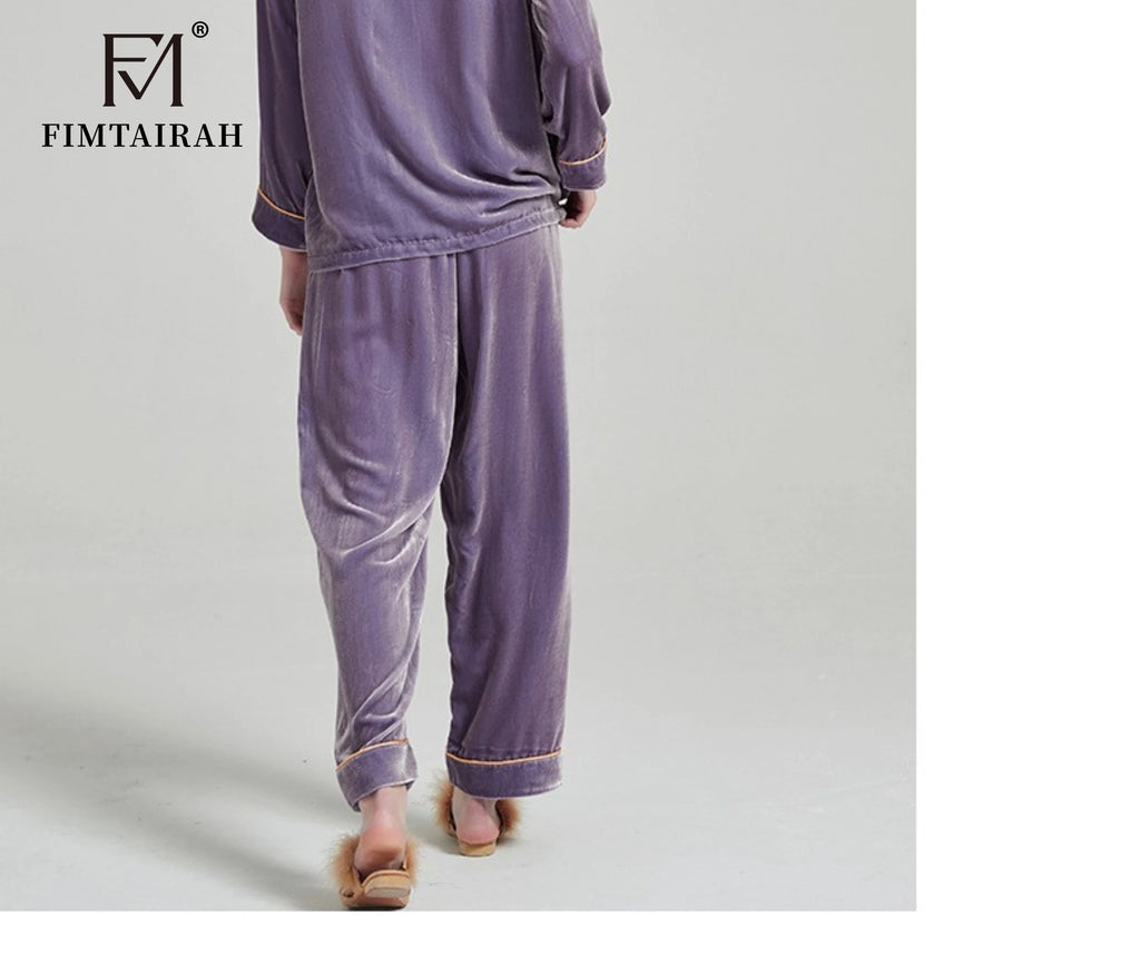 Purple Silk 100% Velvet Two-piece Set
