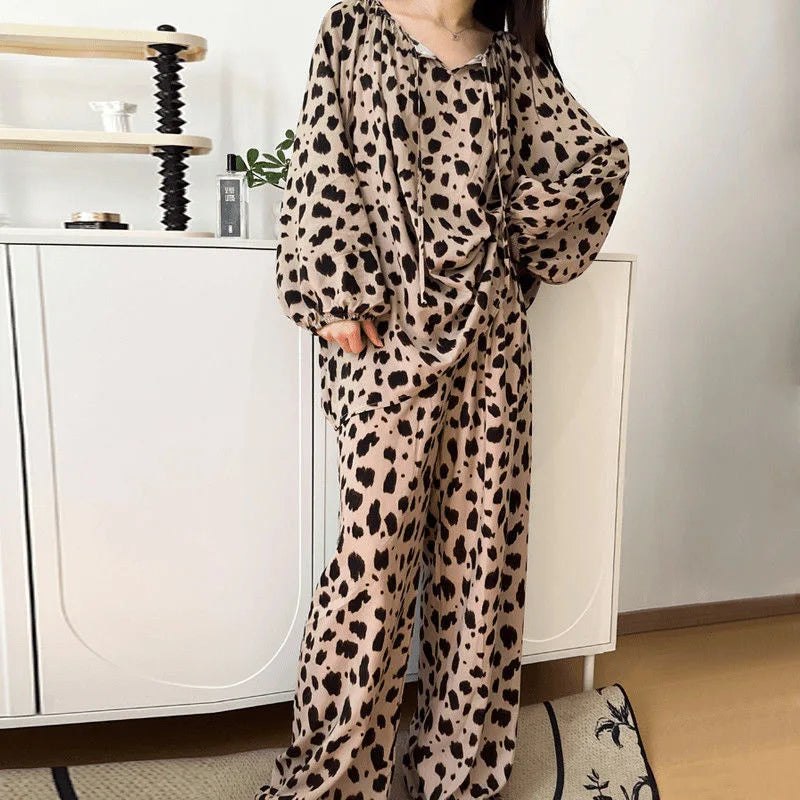 Warm Animal Print Cotton Lounge Set