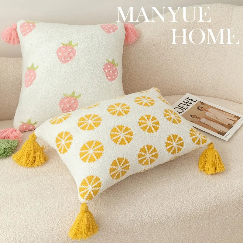 Tussle Style Plush Pillowcase Flower & Fruit Patterns