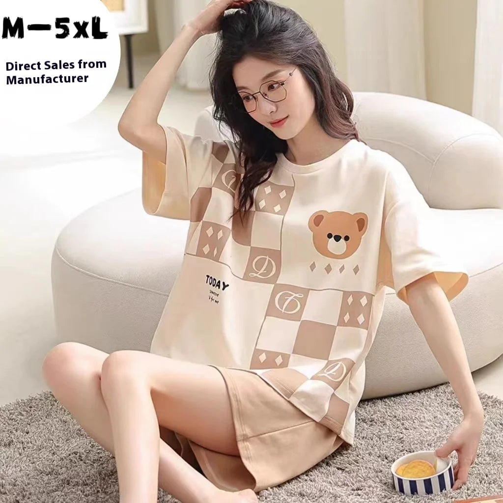 Oversized Loose-Fitting Short-Sleeved Short Pants Set