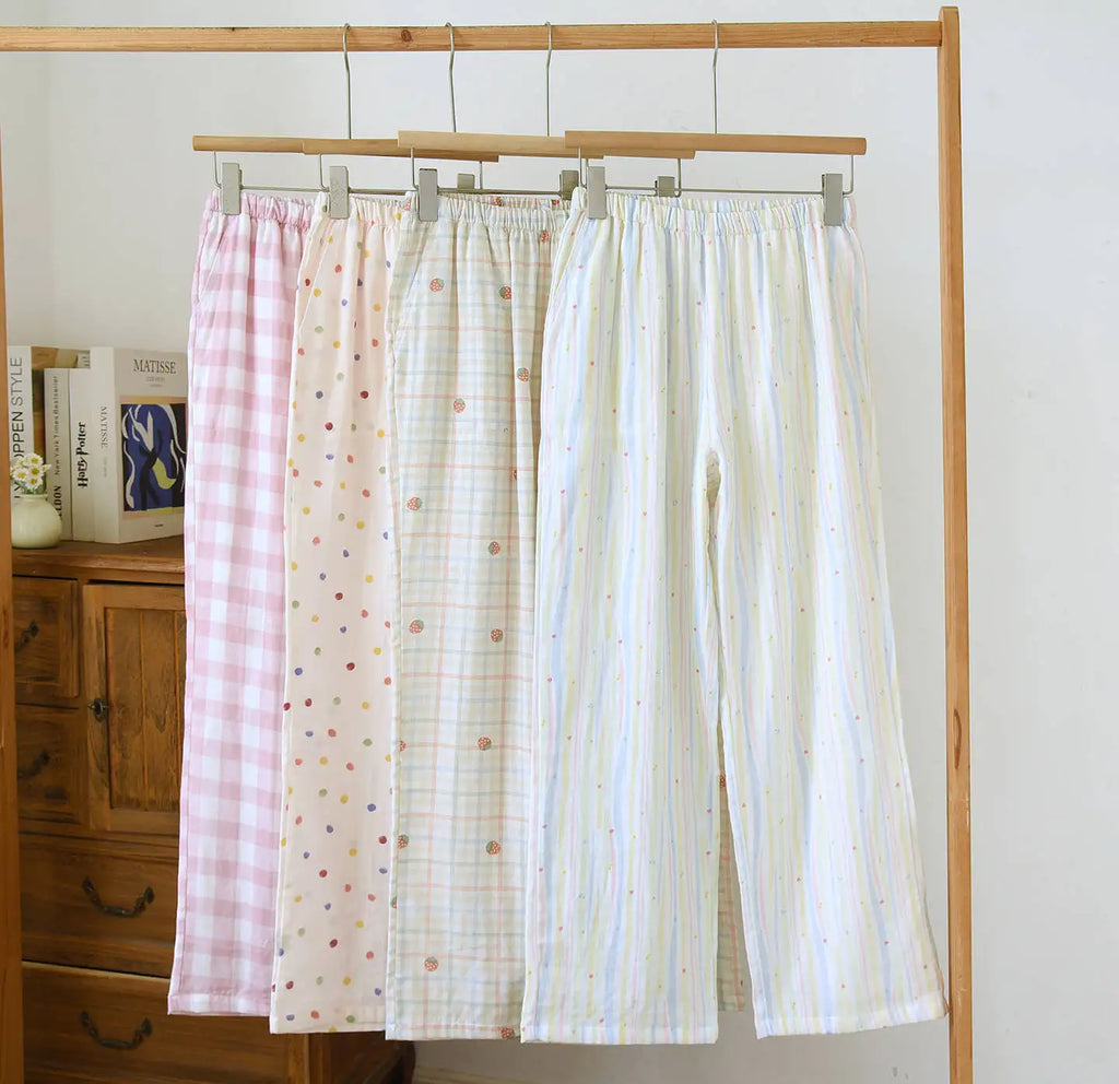 Women's Sleeper 100% Cotton Multi Color Printed Pants Casual Loose Bottoms
