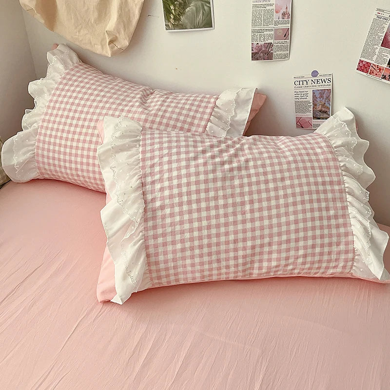 Three Piece Sheet Set Plaid Duvet Cover Set Comfortable Bedding Bedspread for All Season
