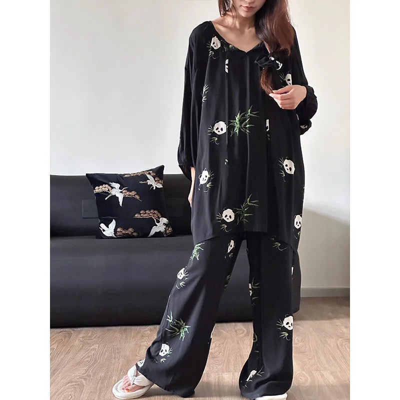 Warm Animal Print Cotton Lounge Set