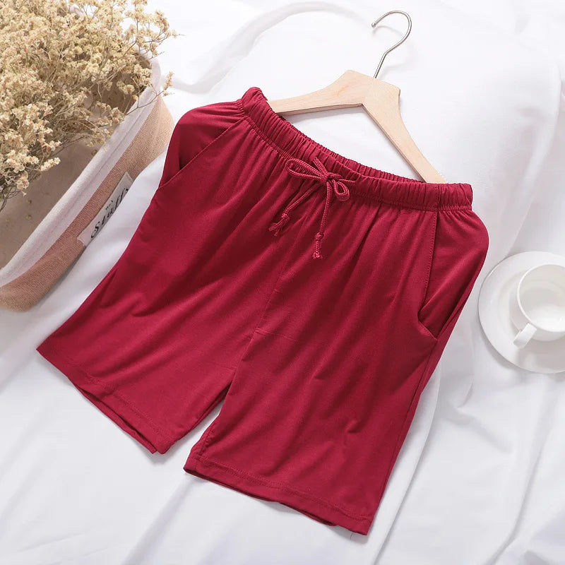 Loose Elastic Waist Solid Sleep Bottoms