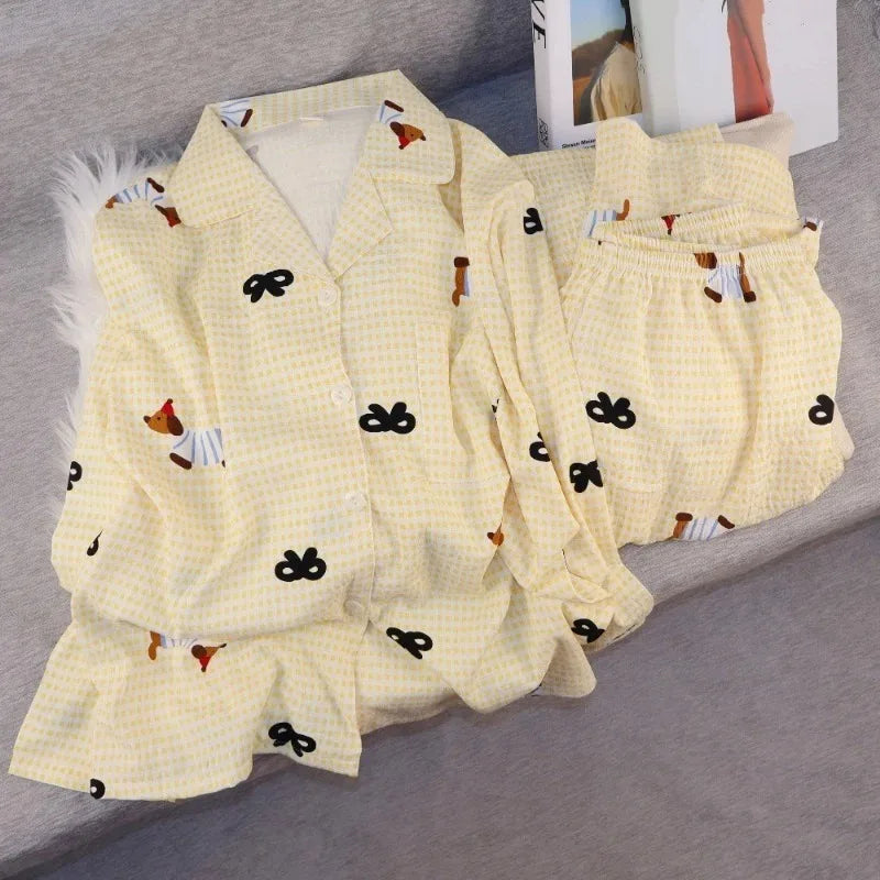 Cute Dachshund Dog Print Pajamas Set