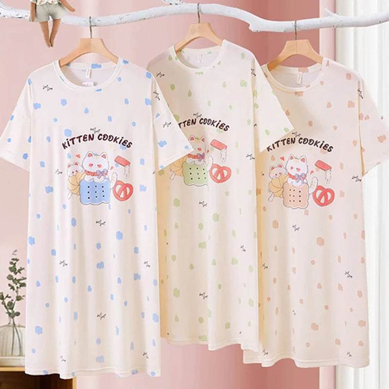 Loose Cute Long Fabric Sleepwear
