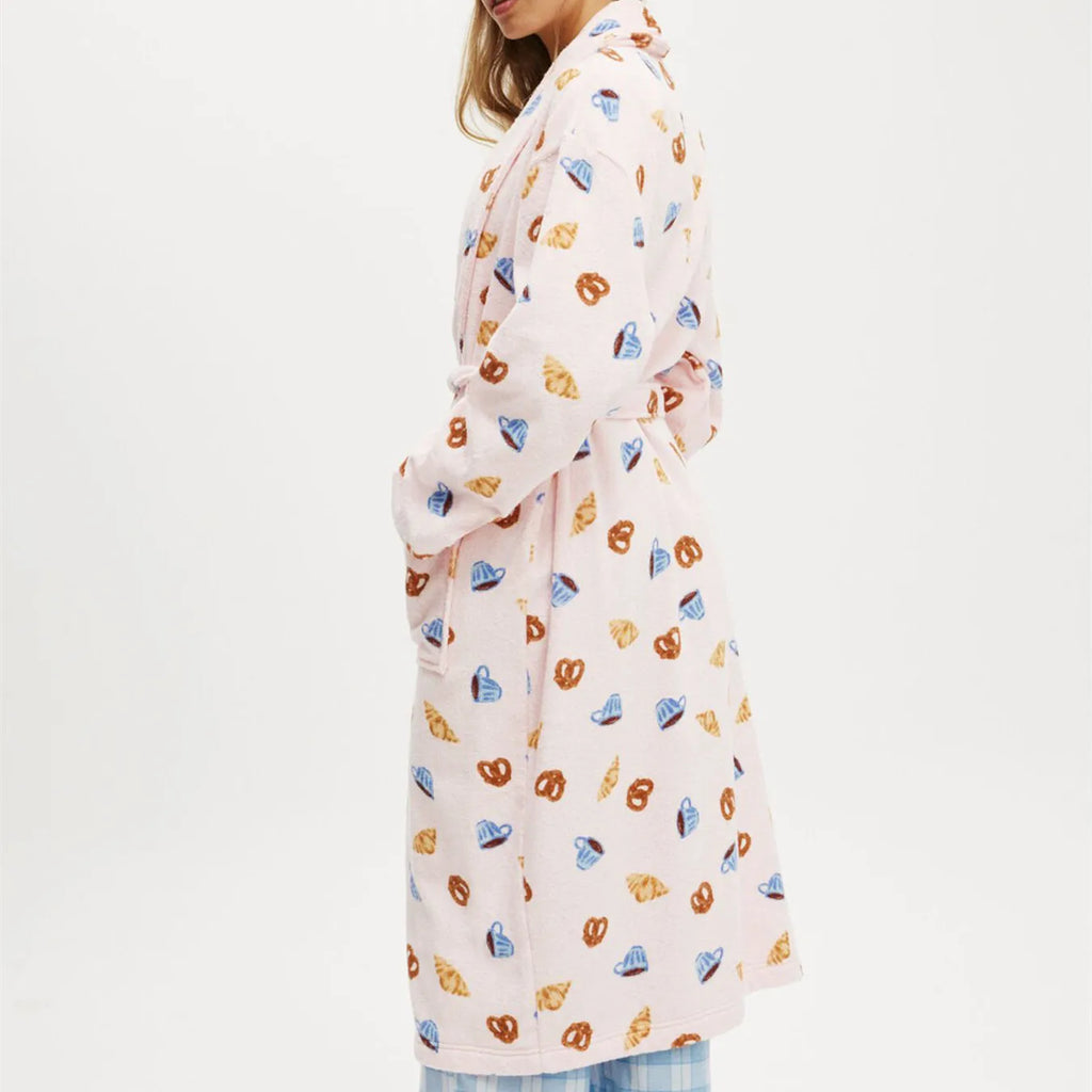 Terry Cloth Bathrobe with Pocket Long Sleeve Knee Length Shawl  Lounge Robes