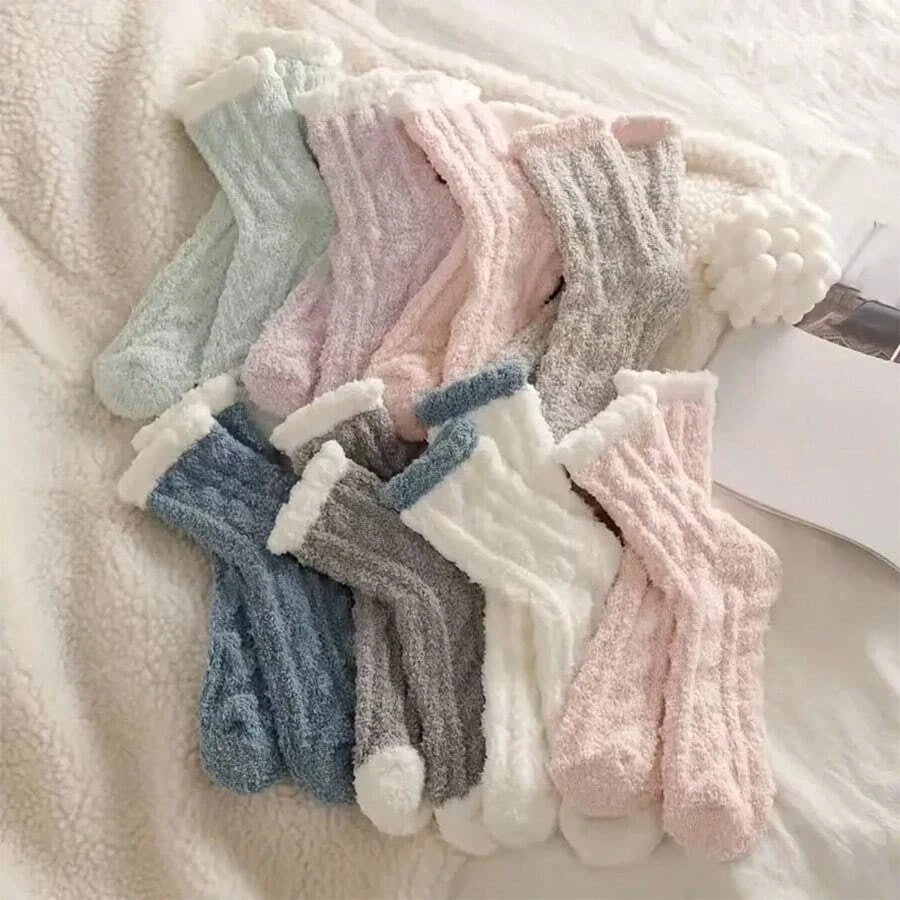 Pairs of Fuzzy Soft Cozy Fluffy Slipper Plush Socks
